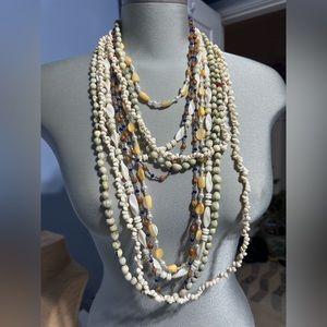 Lot of vintage shell/glass/plastic long beaded necklaces